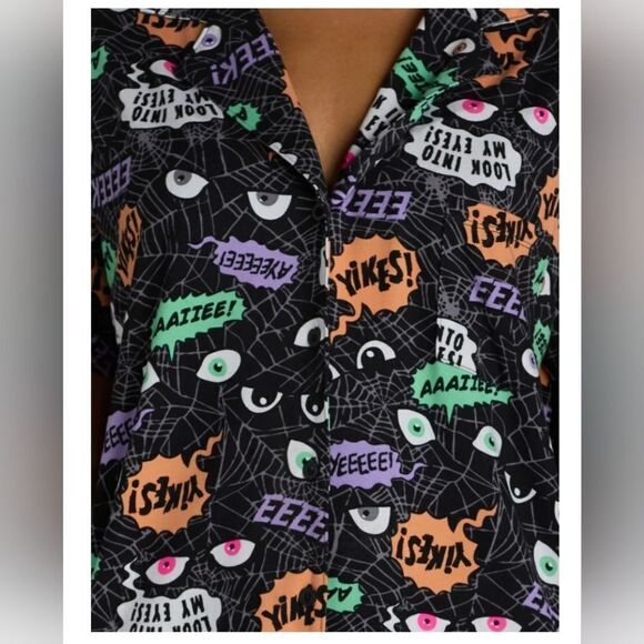 Nwt Halloween Womens Spider Web Print Shorty Pajama Set, Way to Celebrate - Picture 4 of 7